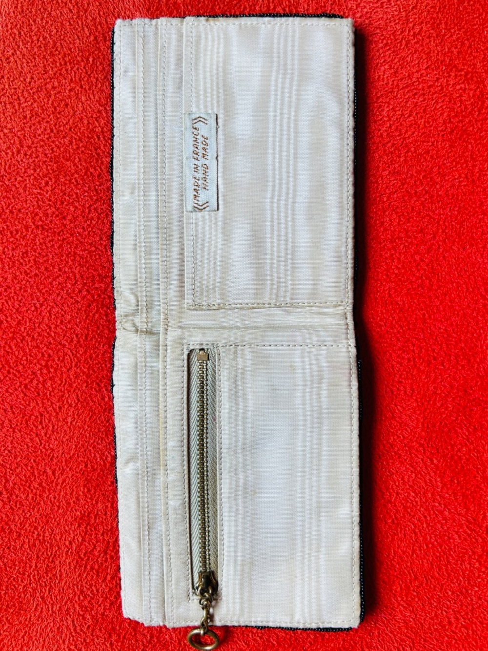 Vintage FRENCH HANDMADE Point De Beauvais BILLFOLD/Eyeglass Case Matching Set - Picture 8 of 9